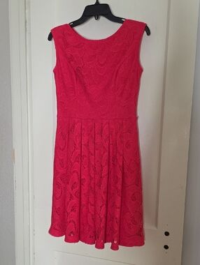 Women's Red Lace Fit-and-Flare Dress Size 4